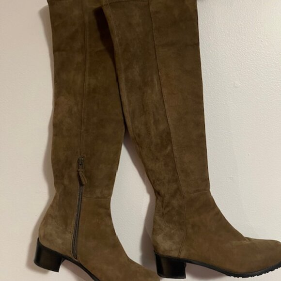 Stuart Weitzman Suede RESERVE over the knee boots, size 37 brown khaki - Picture 5 of 15